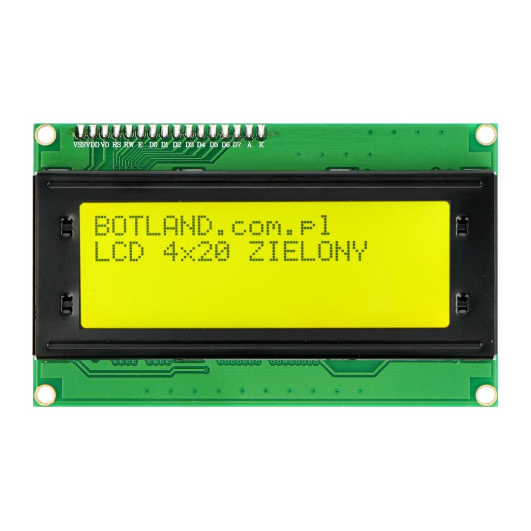 LCD displej 4x20 znaků zelený s konektory