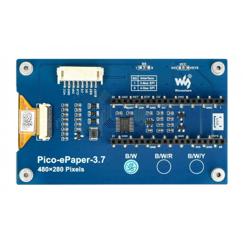 3.7inch E-Paper E-Ink Display Module for Raspberry Pi Pico