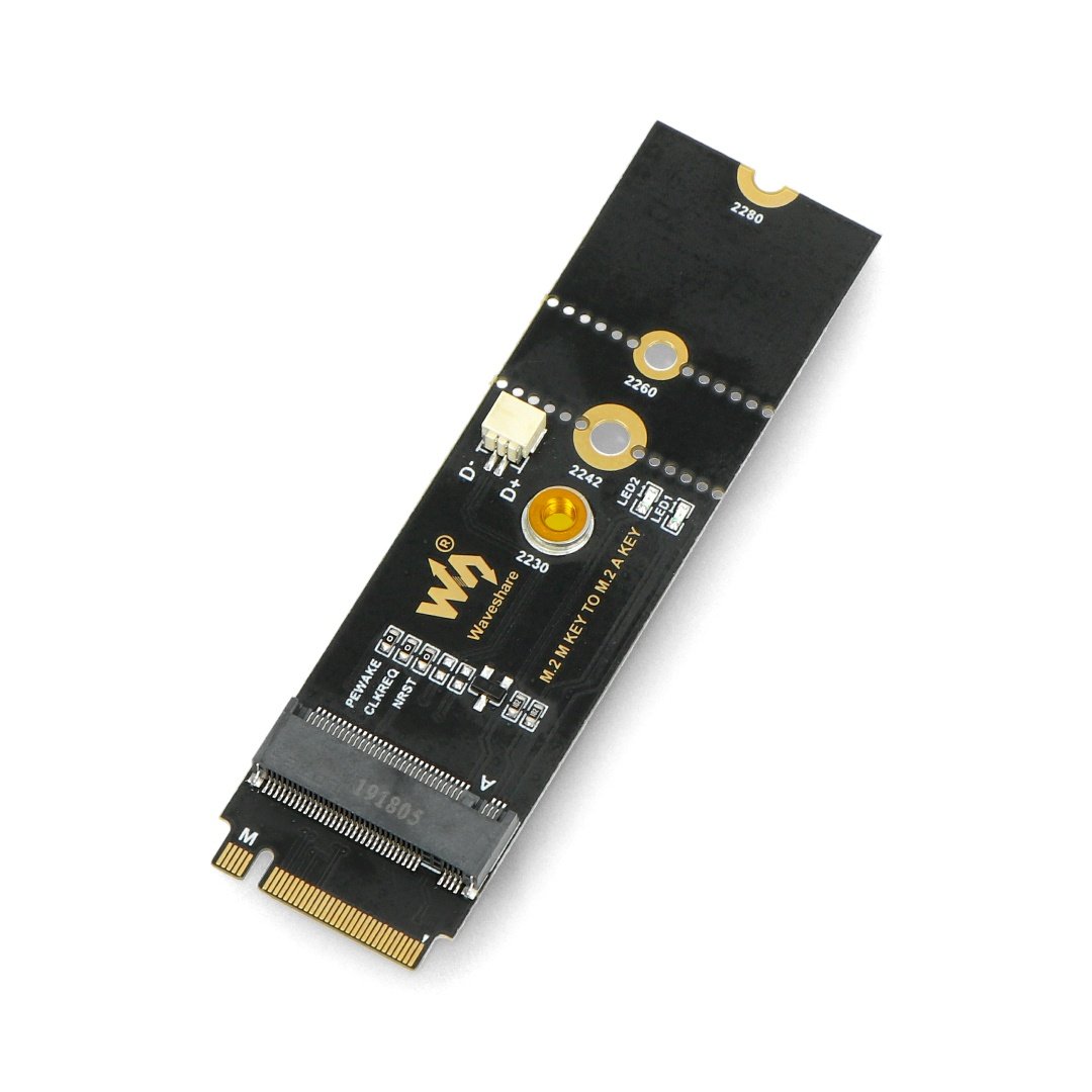 M.2 M KEY To A KEY Adapter, for PCIe Devices, Supports USB