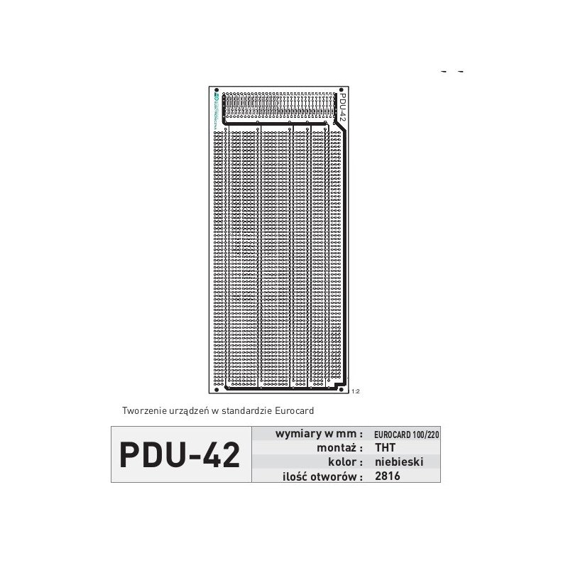Univerzální PCB PDU42 - THT Eurocard