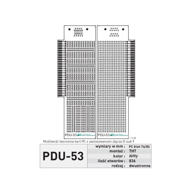 Univerzální PCB PDU53 - THT 2xPC