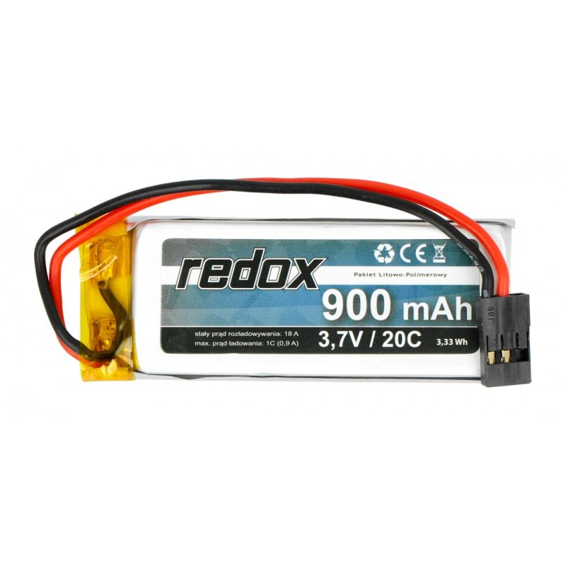 Redox 900 mAh 3,7V 20C (pojedyncze ogniwo) (wtyczka JR)