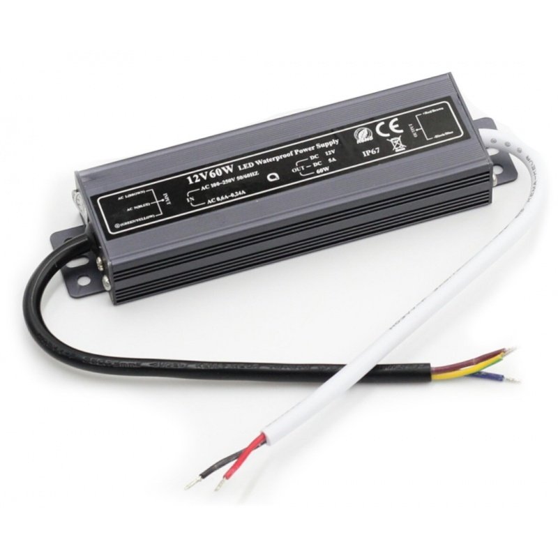 Napájecí zdroj pro LED pásky a pásky vodotěsné - 12V / 5A / 60W