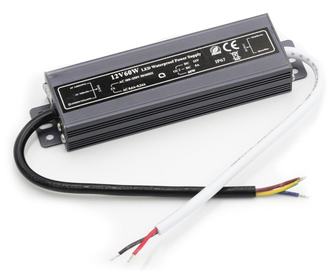 Napájecí zdroj pro LED pásky a pásky vodotěsné - 12V / 5A / 60W