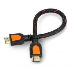 Kabel HDMI - černý opletený - 0,3 m