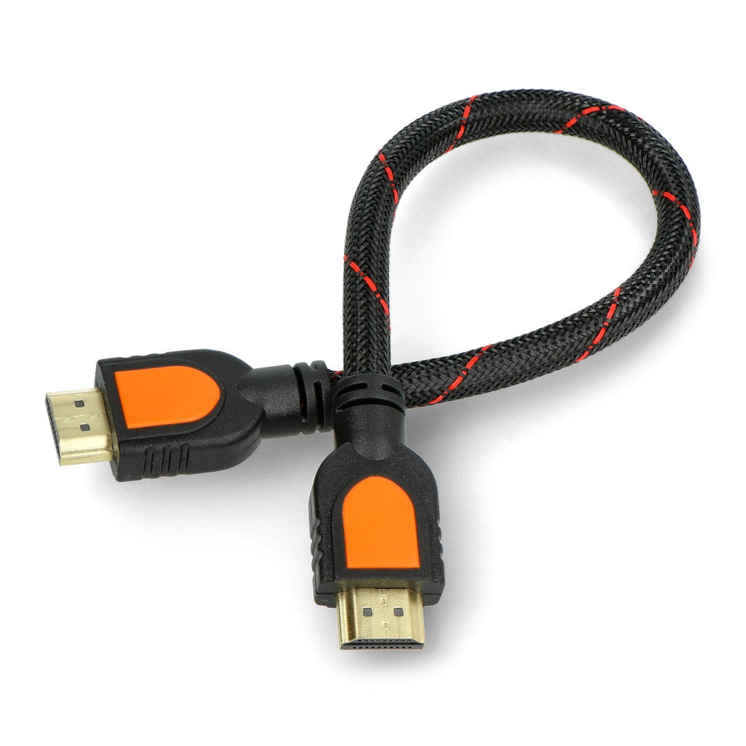 Kabel HDMI - černý opletený - 0,3 m