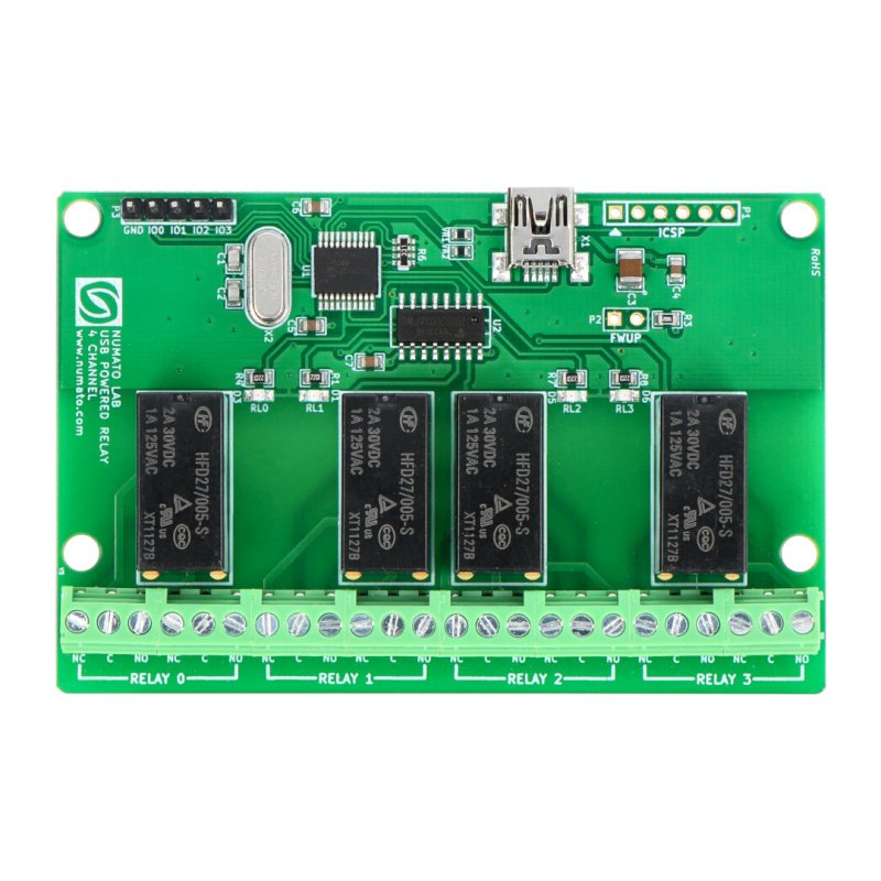 Numato Lab - 4-kanałowy moduł przekaźników 2A + 4GPIO - USB