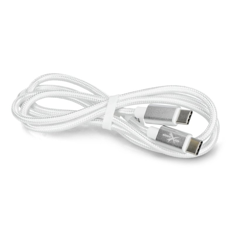 Kabel pleciony ze złączami USB typ-C - 100 cm - biały