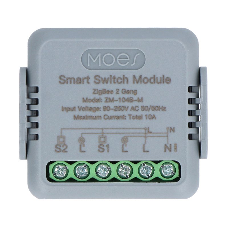 Przekaznik dopuszkowy podwójny Mini Zigbee Moes MS-104BZM TUYA