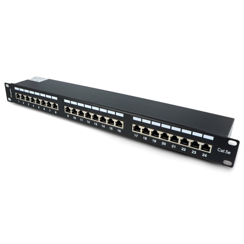 PATCH PANEL 24 PORT 1U 19" KAT.5E EKRANOWANY CZARNY LANBERG