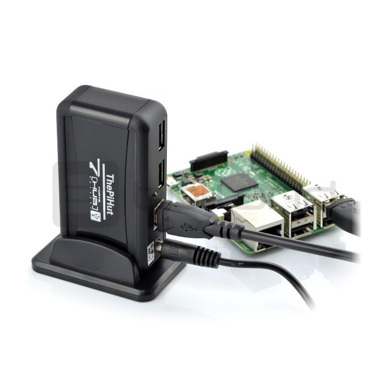 HUB USB 2.0 aktivní 7portový rozbočovač s napájením 5V2A, kompatibilní s Raspberry Pi