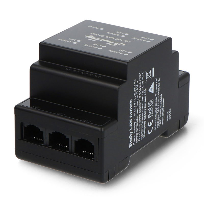 Przełącznik Ethernet z 5 portami RJ45 Shelly LAN Switch