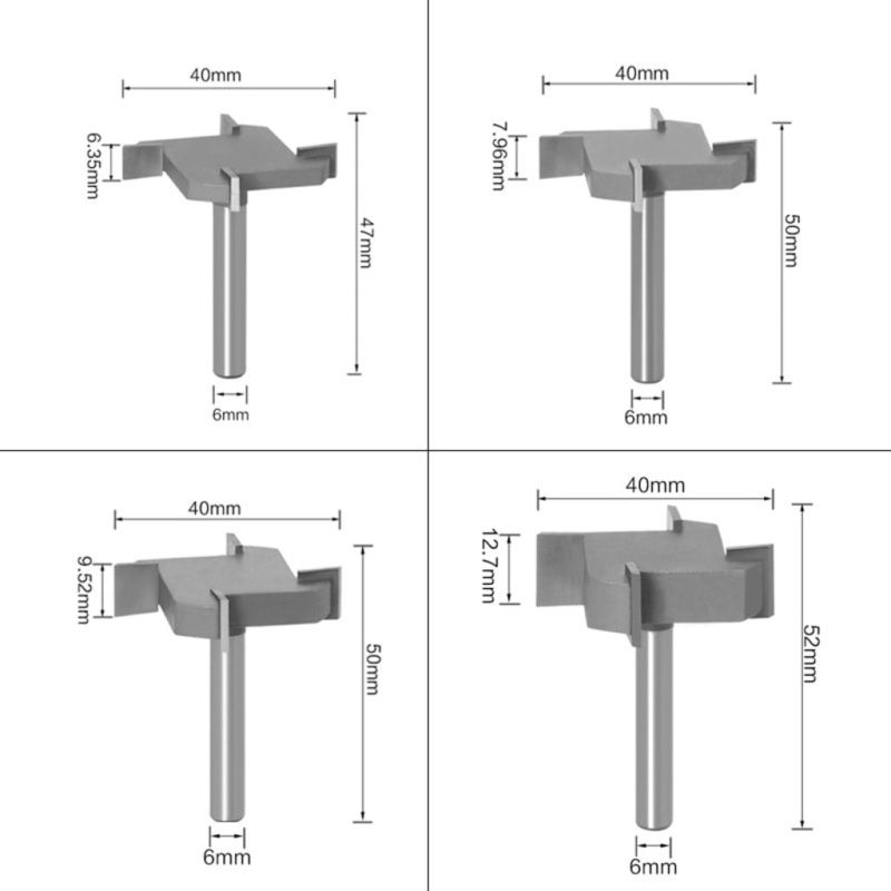 6-handle 4-edged T-shaped knife 4-piece set