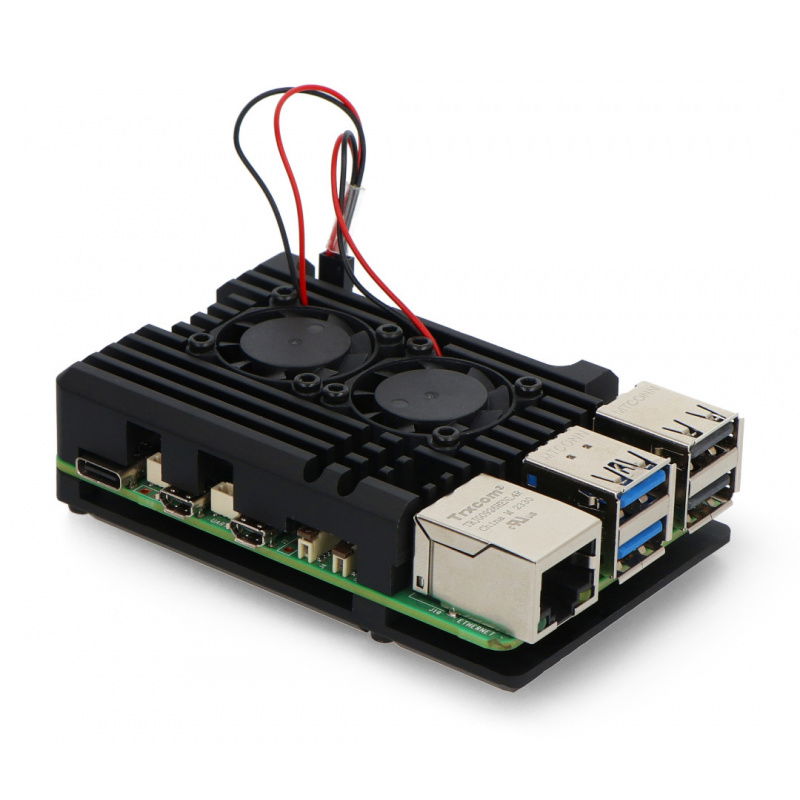 justPi pouzdro pro Raspberry Pi 5 se dvěma ventilátory - hliník