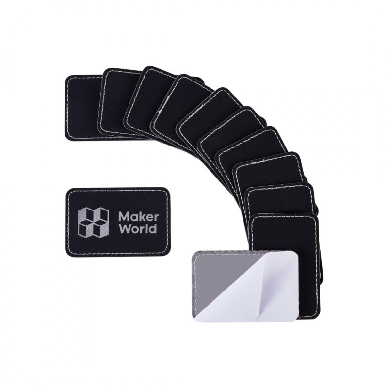 Rectangular PU Iron-on Patch - Black to Silver (10PCS) - YD005