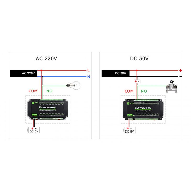 Modbus RTU 16-Ch Relay Module, RS485 Interface, With Multiple