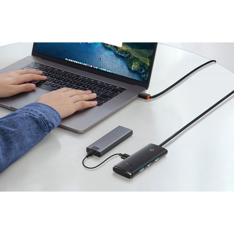 Hub 4w1 Baseus Lite Series USB-C do 4x USB 3.0 + USB-C, 1m