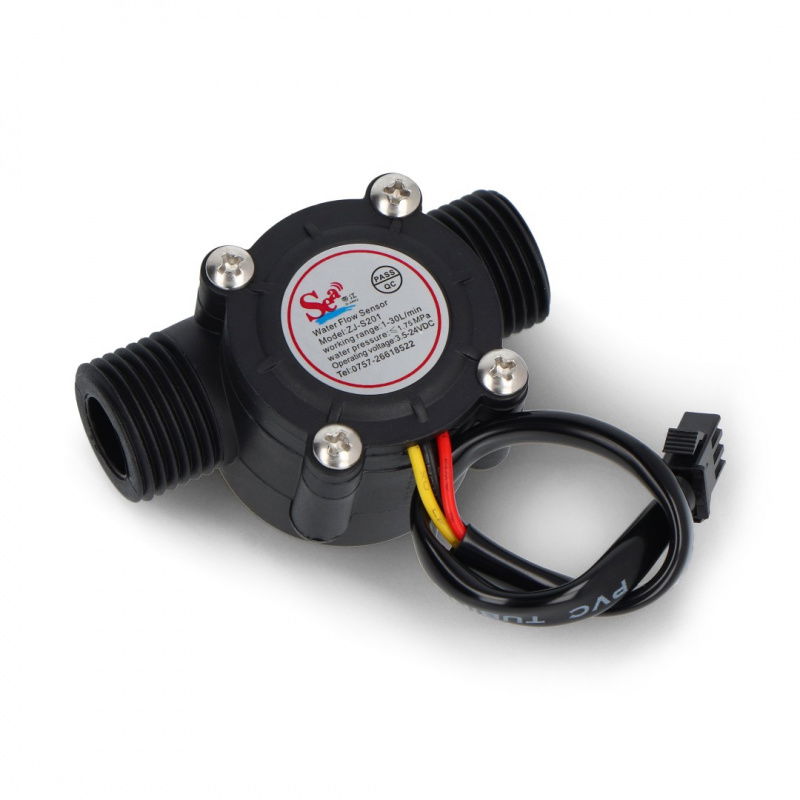 Čidlo průtoku kapaliny YF-S201 30l / m - závit 1/2 ''