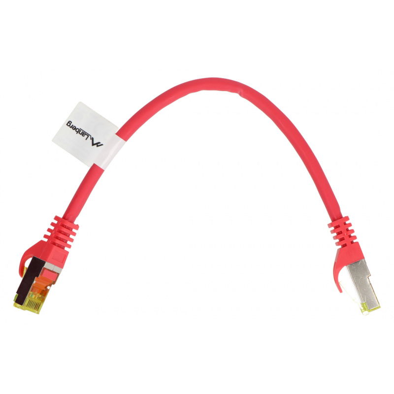 PATCHCORD KAT.6A S/FTP LSZH CU 0.25M CZERWONY FLUKE PASSED