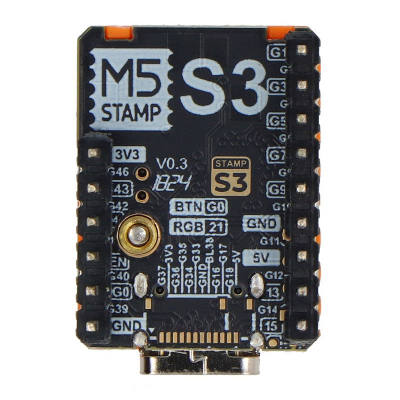 M5Stamp S3 - vývojový modul s ESP32S3 - 2,54mm pin konektor -