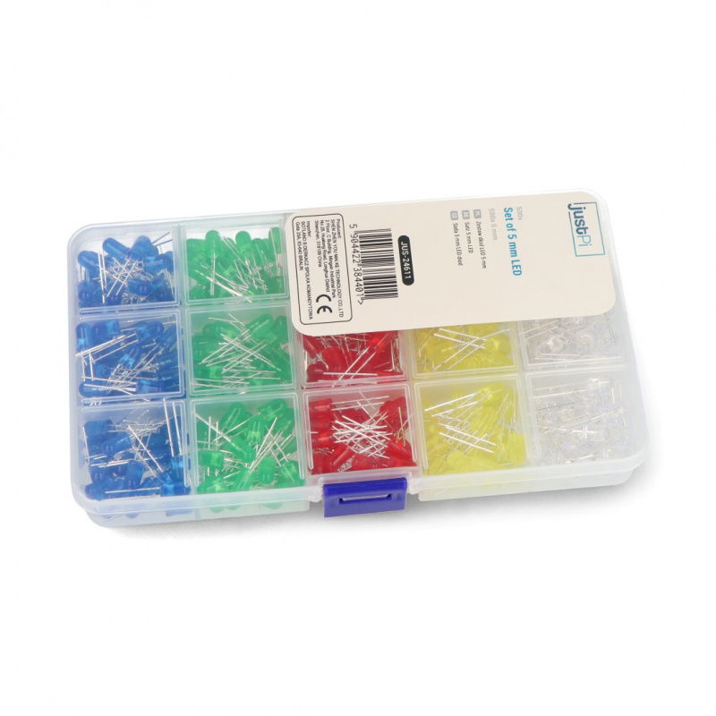 Zestaw diod LED 5mm - 500szt. + organizer