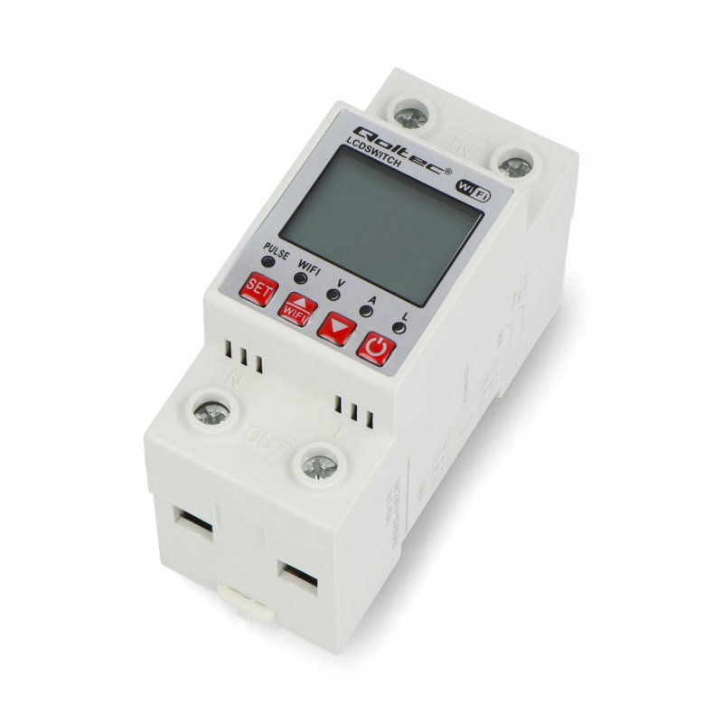 Qoltec Przekaźnik 63A na szynę DIN z licznikiem energii