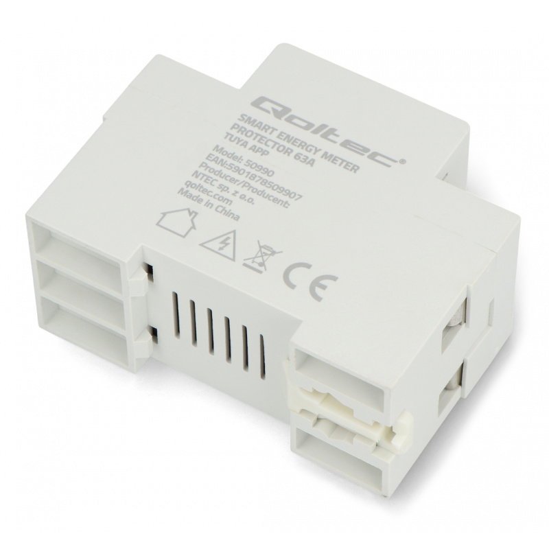 Qoltec Przekaźnik 63A na szynę DIN z licznikiem energii