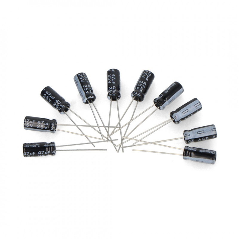 Elektrolytický kondenzátor 47uF / 25V 5x11mm 105C THT - 10ks.