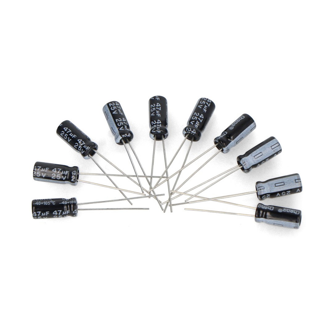 Elektrolytický kondenzátor 47uF / 25V 5x11mm 105C THT - 10ks.