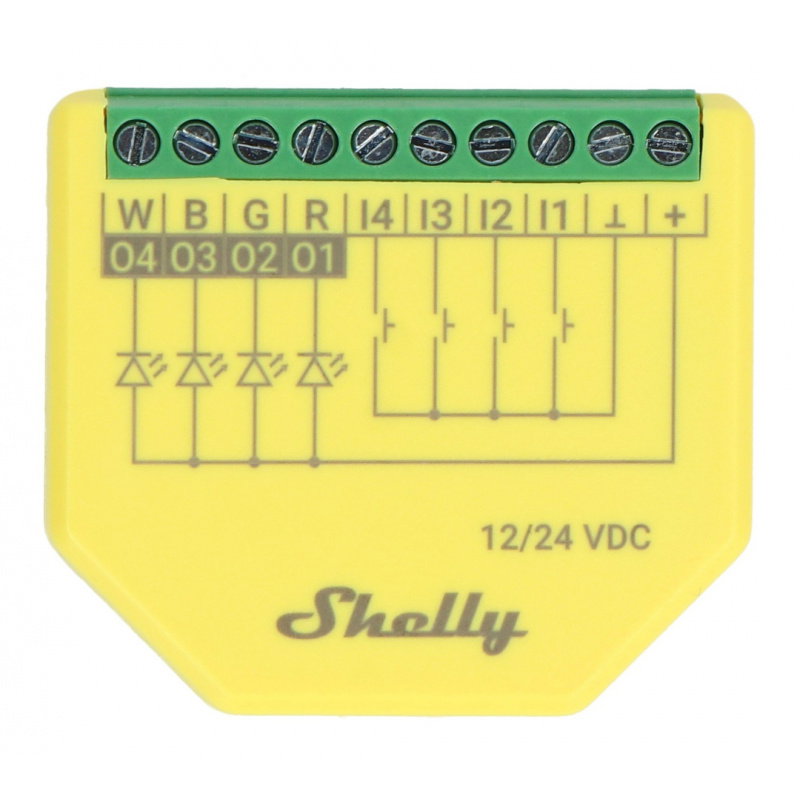 Shelly Plus RGBW PM - sterownik taśm LED 12/24VDC -