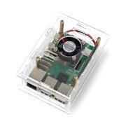 Pouzdro pro Raspberry Pi 5 - otevřené s ventilátorem - průhledné