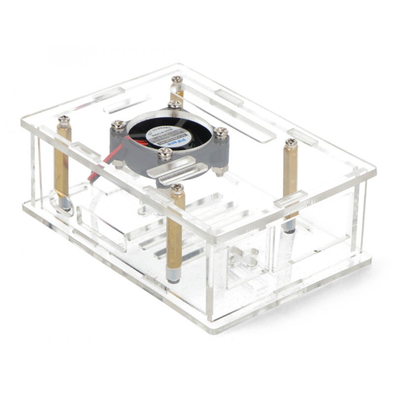 Pouzdro pro Raspberry Pi 5 - otevřené s ventilátorem - průhledné