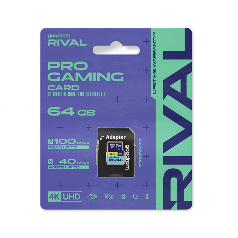GOODRAM RIVAL M3AA 64GB micro card V30 (UHS I U3) + adapter