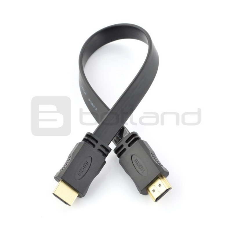 Kabel HDMI - plochý, černý, délka 33 cm