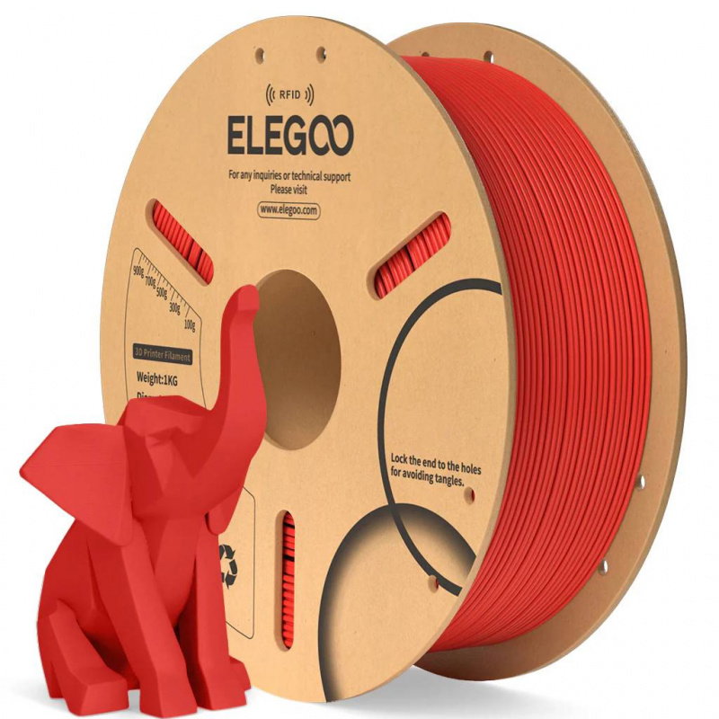 Elegoo PLA Red 1,75 mm / 1000 g Paper Spool(RFID) 1KG Paper