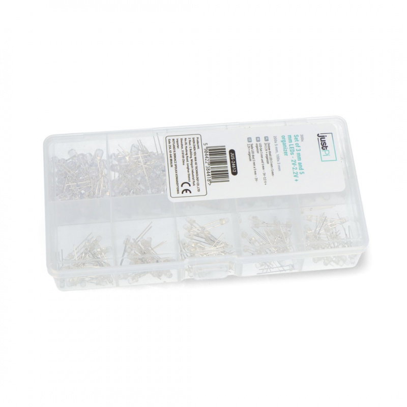 Zestaw diod LED 3mm i 5mm - 2V-2,2V - 300szt. + organizer