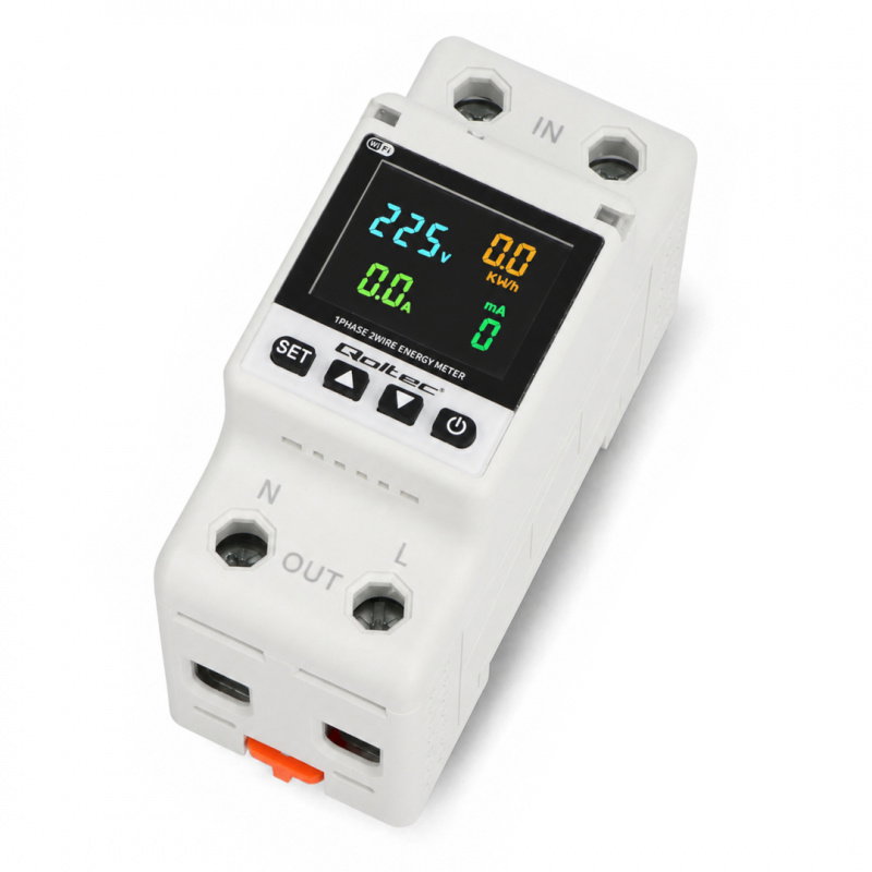 Qoltec Jednofazowy elektroniczny licznik watomierz | miernik