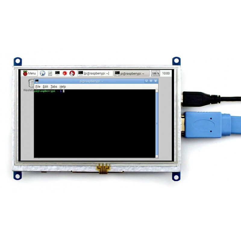 Odporový dotykový LCD TFT 5 "800x480px HDMI + USB pro Raspberry Pi 2 / B + a černobílé pouzdro