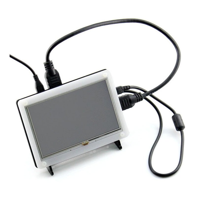 Odporový dotykový LCD TFT 5 "800x480px HDMI + USB pro Raspberry Pi 2 / B + a černobílé pouzdro