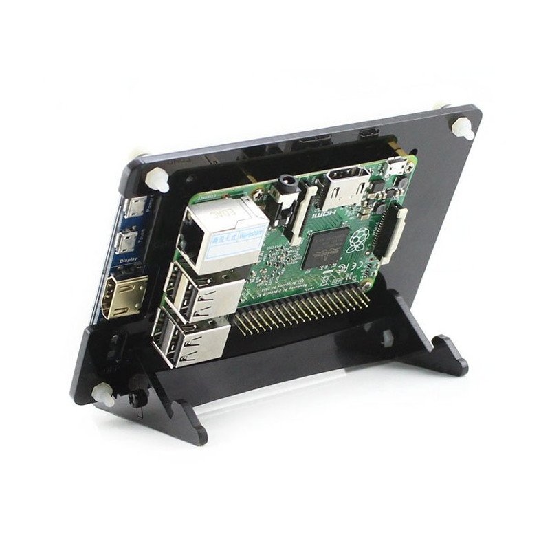 Průhledné pouzdro pro Raspberry Pi 2 / B + a TFT 5 '' LCD obrazovku