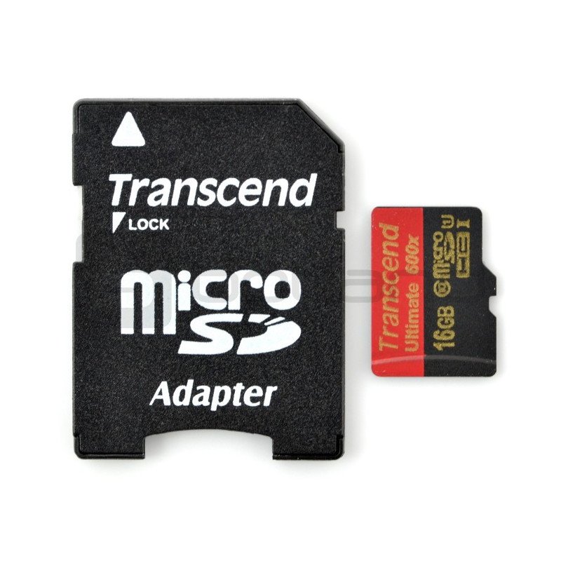 Paměťová karta Transcend Ultimate microSD / SDHC 16 GB 600x UHS-I třídy 10 s adaptérem