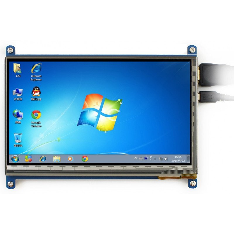 TFT kapacitní dotyková obrazovka LCD 7 '' 800x480px HDMI + USB pro Raspberry Pi 2 / B + + černobílé pouzdro