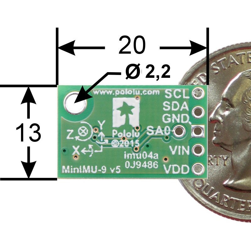 MinIMU-9 v5 - akcelerometr, gyroskop a magnetometr IMU 9DOF I2C - Pololu modul