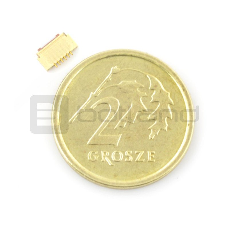 Zásuvka ZIF, FFC / FPC, 6kolíková vodorovná, rozteč 0,5 mm, spodní kontakt