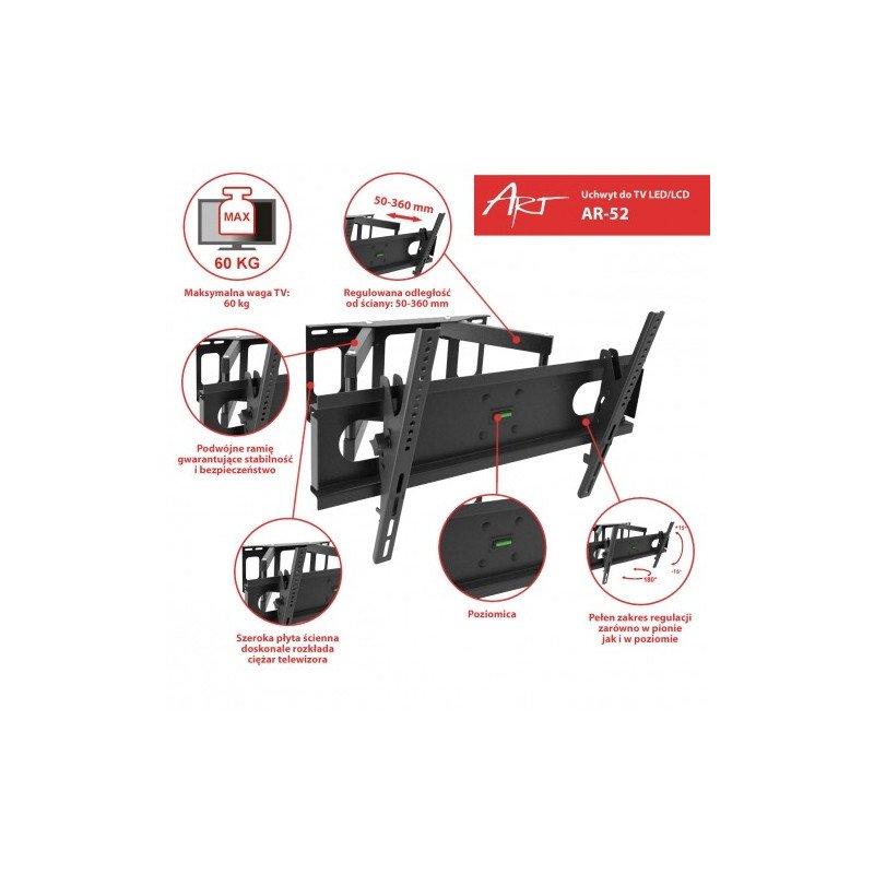 Držák LCD TV AR-52 30 '' - 70 '' VESA 60 kg - vertikální a horizontální nastavení