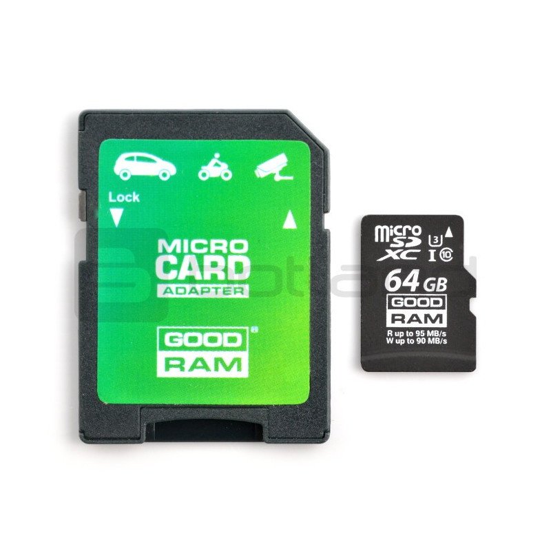 Paměťová karta Goodram micro SD / SDXC 64 GB 4K UHS-I třídy 10 s adaptérem