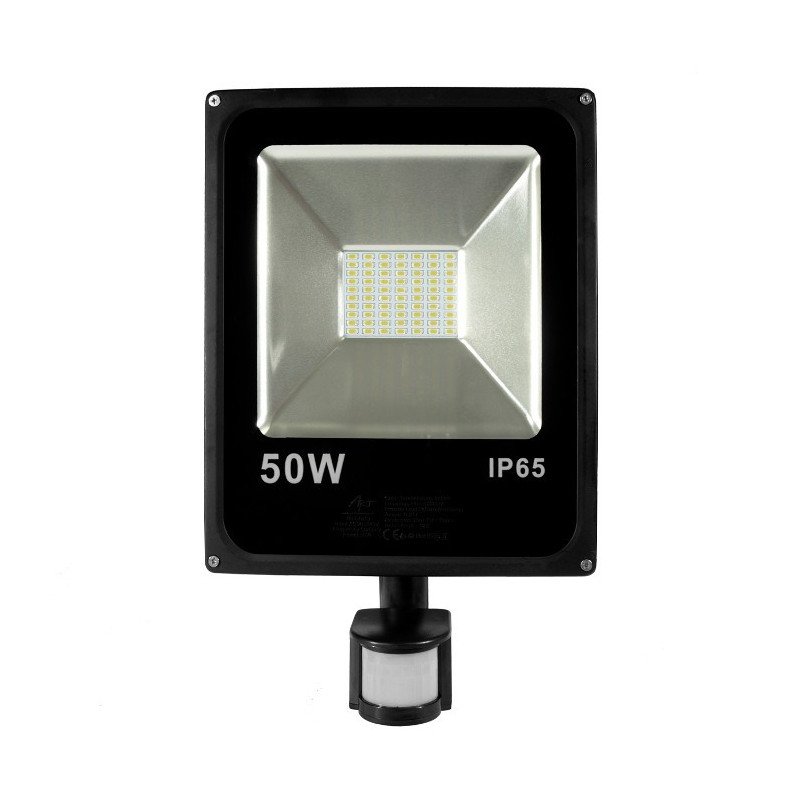 Venkovní lampa LED ART SMD PIR s detektorem pohybu, 50W, 3000lm, IP65, AC80-265V, 4000K - neutrální bílá