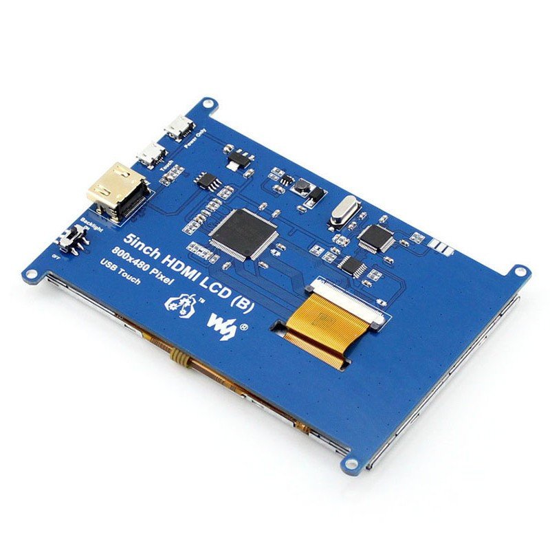 Odporový dotykový displej LCD TFT 5 '' 800x480px HDMI + USB Rev. 2.1 pro Raspberry Pi 3/2 / B +