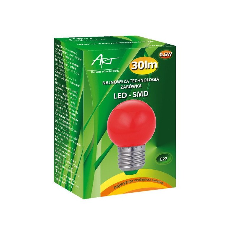 LED ART žárovka E27, 0,5 W, 30 lm, červená