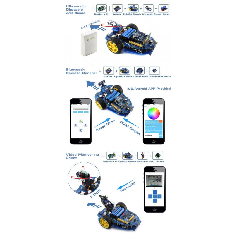 AlphaBot Bluetooth - dvoukolová robotická platforma se senzory a DC pohonem + Bluetooth modulem